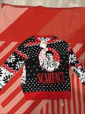 Scarface NWT LIGHT UP Red&Black Ugly Christmas Sweater Tony Montana Sz Lg