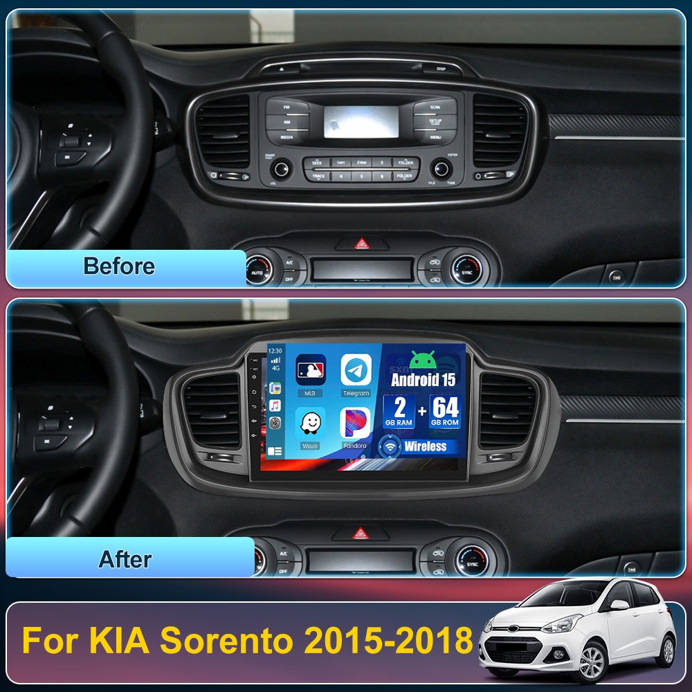 64GB Android 15 Apple Carplay For Kia Sorento 2015-2018 Car Radio WIFI BT Stereo