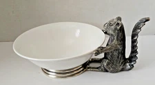 Pier One Squirrel Ceramic & Pewter Nut/Serving Bowl 8.5"