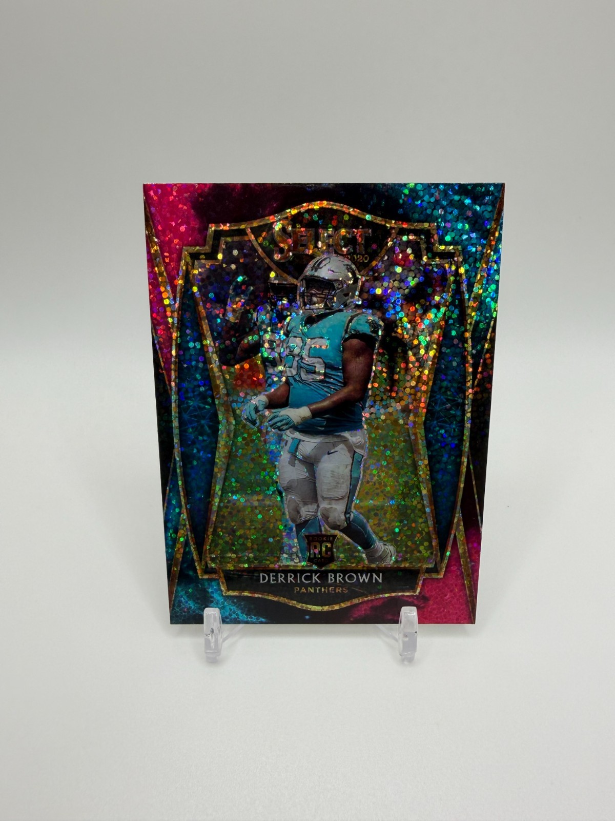 2020 Panini Select Derrick Brown Premier Level Cosmic Prizm SSP #187 Panthers
