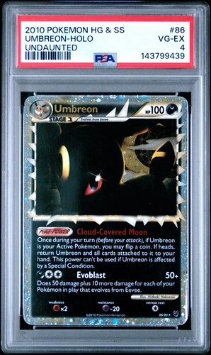 2010 POKEMON HEARTGOLD & SOULSILVER UNDAUNTED #86 UMBREON-HOLO PSA 4