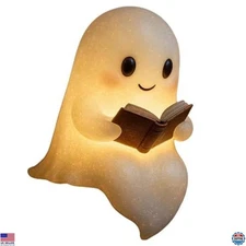 Adorable Halloween Ghost Reading Lamp - 8.6" Spooky Table Light for Indoor Decor