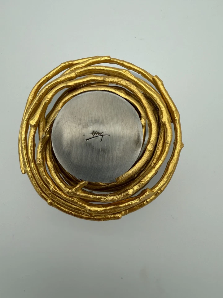 Michael Aram Único Cuenco de Plata Base Rama Dorada Foto 3 de 4