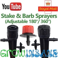 Garden Micro Irrigation Sprinkler Dripper 4mm Adjustable Stake- 360 / 180 degree