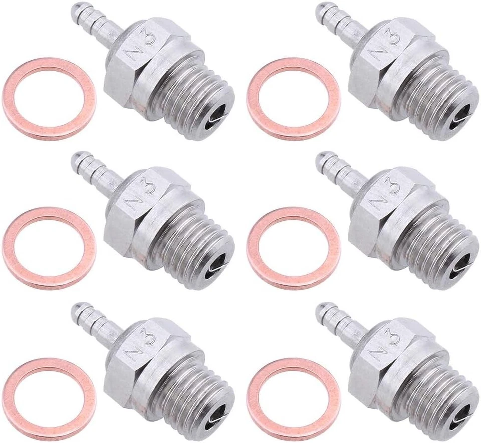 Paquete de 6 bujías incandescentes calientes N3 para mejorar el rendimiento del coche RC - Piezas del motor Nitro Foto 3 de 4