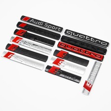 Audi RS Sport Edition Kotfl&uuml;gel Heckklappe Emblem 3D ABS Matt Schwarz Chrom