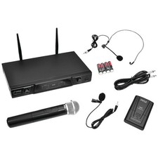 Pyle Wireless Microphone Set w/Transmitter, Handheld, Lavaliere and Headset Mics