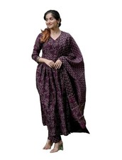 Women Printed Anarkali Kurta Pant with Dupatta