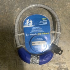 New KRYPTONITE Bike Lock HC215 Resettable Lock 2.1' x 5/8" Braided Steel Cable
