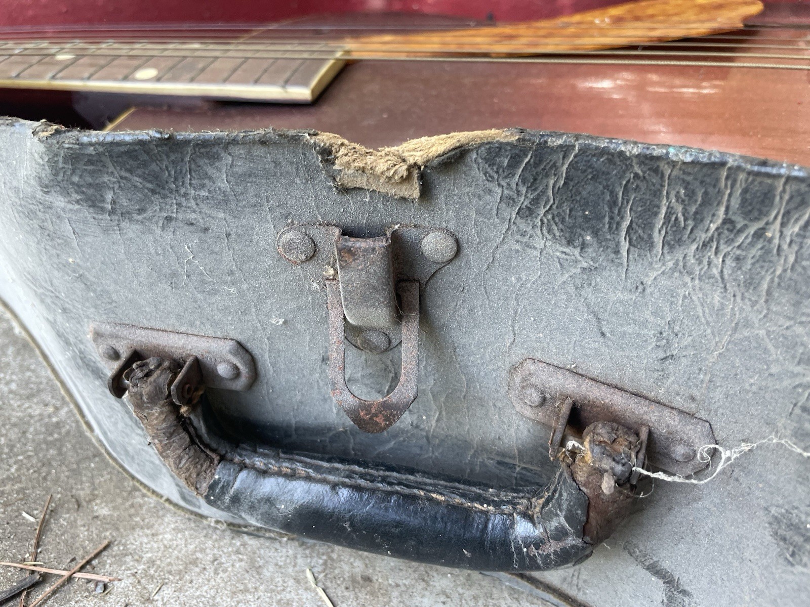 Vintage 1950s Kay Archtop Guitar original Case U.S. Army Label Needs Neck Reset