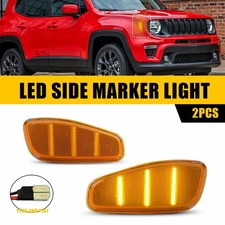 Amber For 2015-23 Jeep Renegade Front Bumper Fender Side Marker Light Reflectors