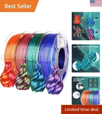 Silk PLA Filament for 3D Printing - 1.75mm 4 Pack with Multi Colors