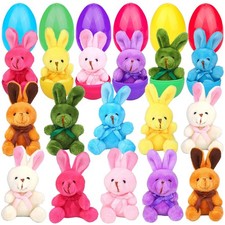 16 Pack Prefilled Easter Eggs with Plush Bunnies Toys Set 3.9" Plastic Filled...