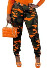 Women Camo Cargo Pants Camouflage Sweatpants Joggers Casual Army Fatigue Pants