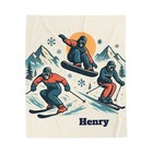 Custom Ski Adventure Velveteen Plush Blanket   Any Name