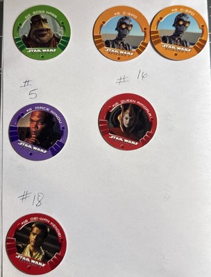 1999 KFC Taco Bell Pizza Hut Drink Cup Coin Pog Lot of 6 Star Wars