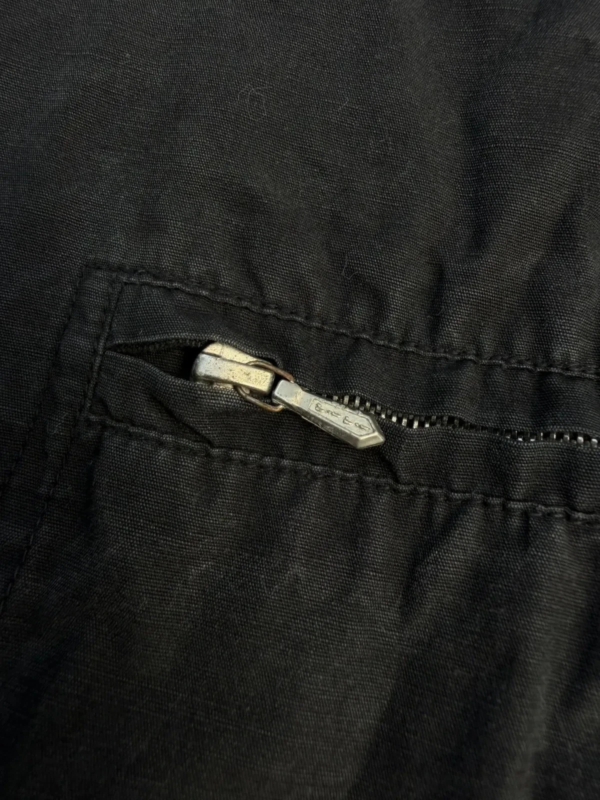 Vintage 1940s-60s Swiss Cotton Smock Anorak Black Half Zip Hooded Mountain - product detail image 5