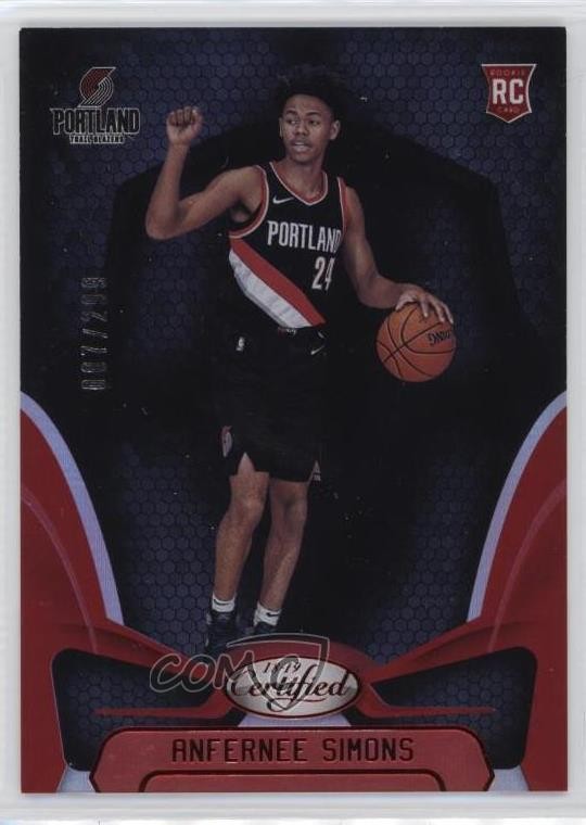 2018-19 Certified Mirror Red 7/299 Anfernee Simons #174 1b23