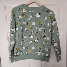 Peanuts Snoopy Junior Size M Mint Green Long Sleeve Pullover Sweatshirt