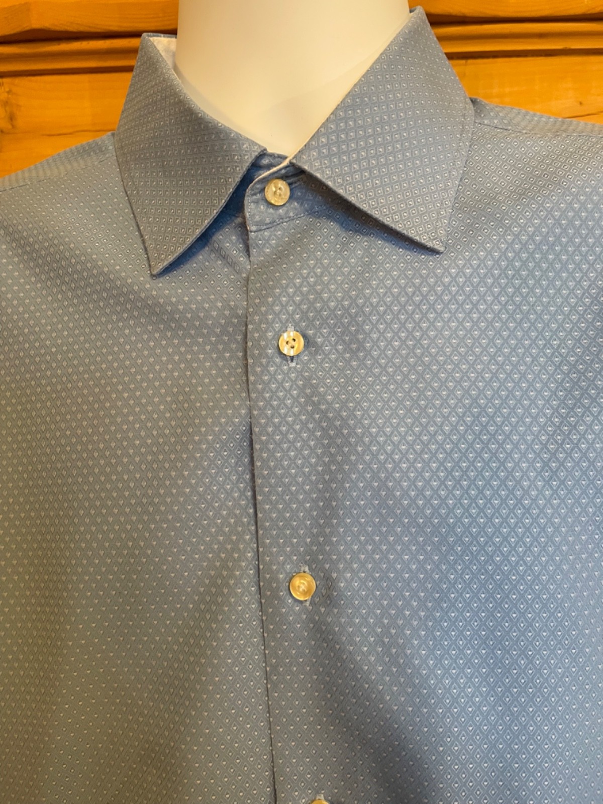 Robert Graham Solid Blue Textured Long Sleeve Dre… - image 2