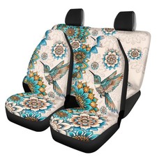 Mumeson Boho Flower Hummingbird Car Seat Covers 4 Pack Universal Fit SUVs