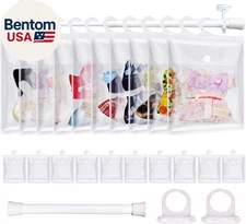 10 Pack Clear Doll Clothes Storage Bags with Hanging Rod & Hooks, Compatible wit