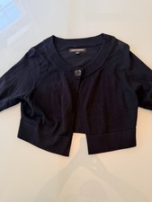Express Black Cropped Shrug Cardigan Single Button Knit Bolero Sweater S 