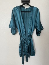 Women's Silk Robe Kimono Satin 3/4 Sleeve Green  Size L/XL