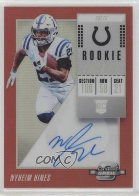 2018 Contenders Optic Ticket RPS Red Prizm /199 Nyheim Hines Rookie Auto RC 7eo