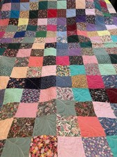 Machine Sewn Patchwork Quilt Full Size Embroidery 74 X 80  