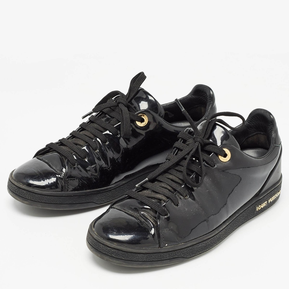 Louis Vuitton Frontrow Size 35 Black Patent Leather Low Top