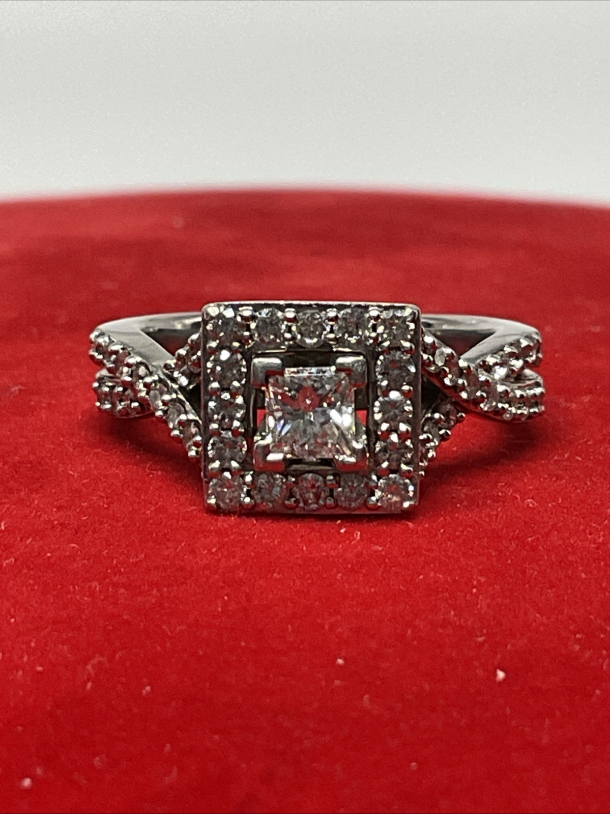 Engagement Ring Solid 13K W. Gold Solitaire Princ… - image 19