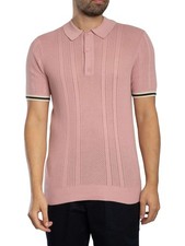 Image of Superdry Men's Knitted Texture Polo Shirt, Pink