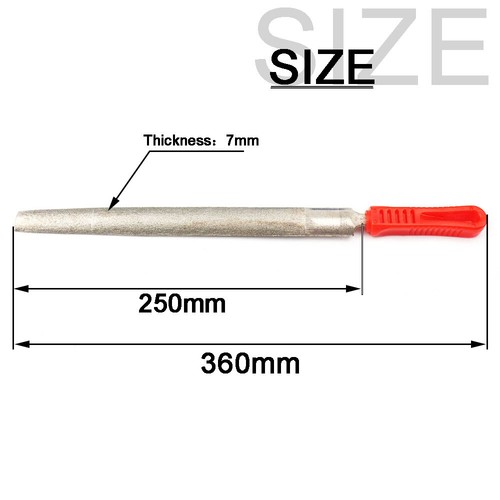 Lima de aguja recubierta de diamante de 10" 250 mm plana/redonda/triángulo para joyería de vidrio de piedra - Imagen 6 de 16