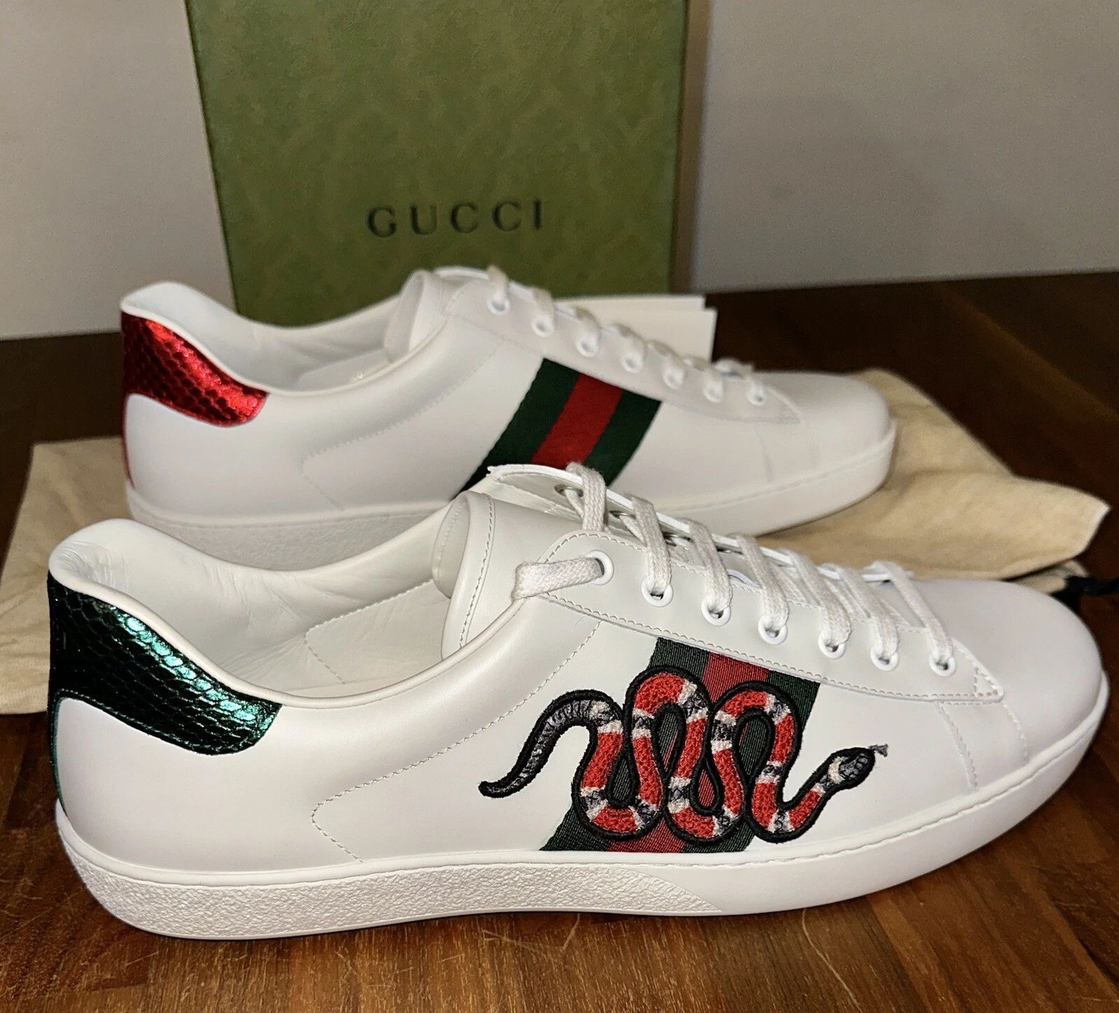 Baskets homme Gucci Ace brodées serpent Taille G12 / UK12 Neuf