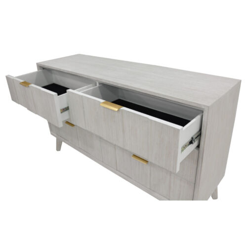 HELENA SOLID WHITEWASHED ACACIA 6 DRAWER DRESSER CHEST OF 6 DRAWERS - Picture 4 of 5