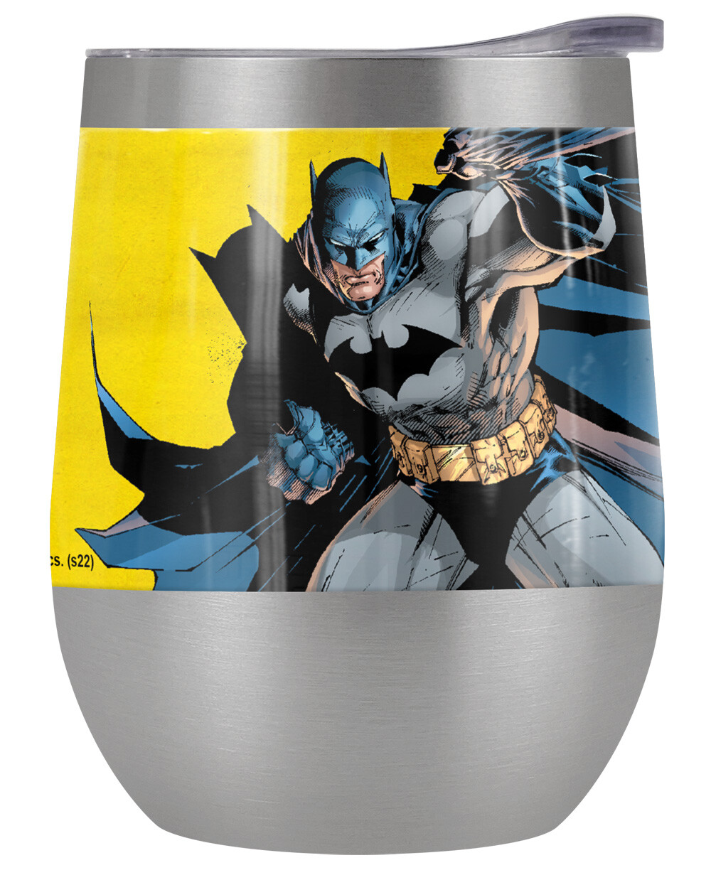 Vaso de vino con logotipo clásico de Batman 12 oz acero aislado resistente a fugas