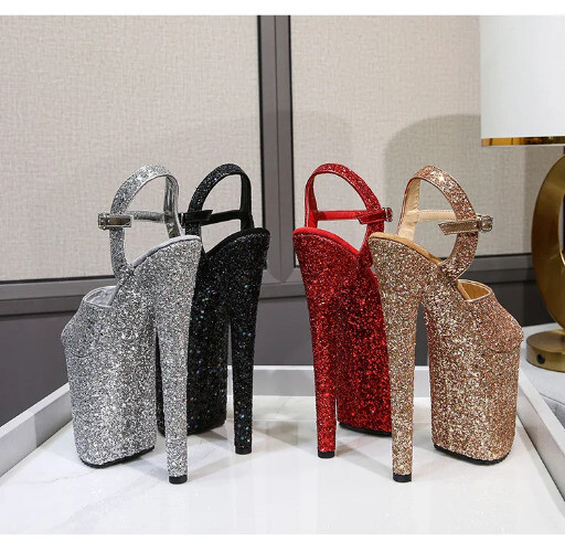 New Sandals for Women's 20CM Sequin Platform Shoes, Non Slip