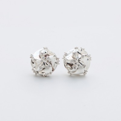 BOTTEGA VENETA coil hoop earrings silver finish