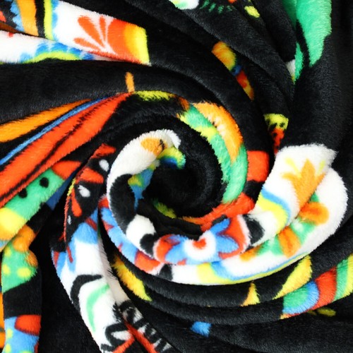 Sugar Skull Fiesta Blanket Soft Plush Blanket Dia de Los Muertos Blanket 50x60in - Picture 7 of 8