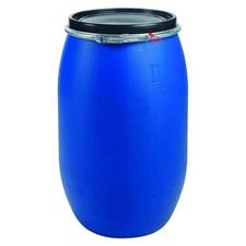 XL 220L Plastic Blue Open Top Storage Barrel Drum Keg with Lid & Latch Ring