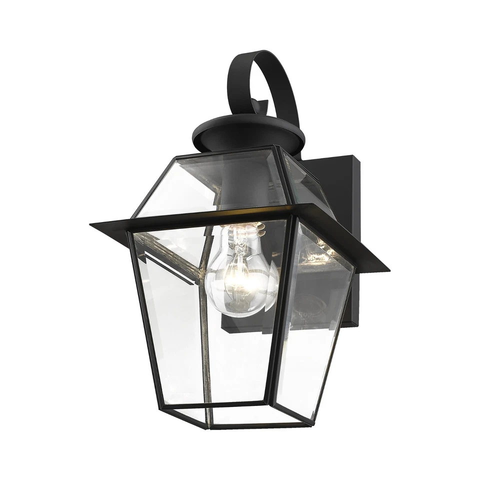 Westover brass wall light with clear beveled glass, antique gas lamp style - Image 3 of 4