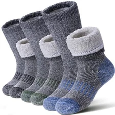  Kids Merino Wool Hiking Socks Boys Girls 8-12 Years 3 Pairs Wool Socks a