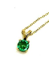 3Ct Round Cut Lab Created Green Emerald Women's Necklace 14K Yellow Gold Plated