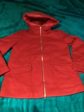Emme Marella Red Partout Jacket Removable Hood Size 12 Uk
