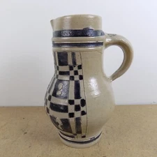Antique German Westerwald Stoneware Bembel Stein or Pitcher 7" Tall