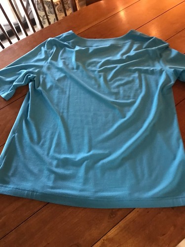 Akris Punto Turquoise Square Neck Jersey Top w/Half Sleeves Size 16 - Picture 11 of 12