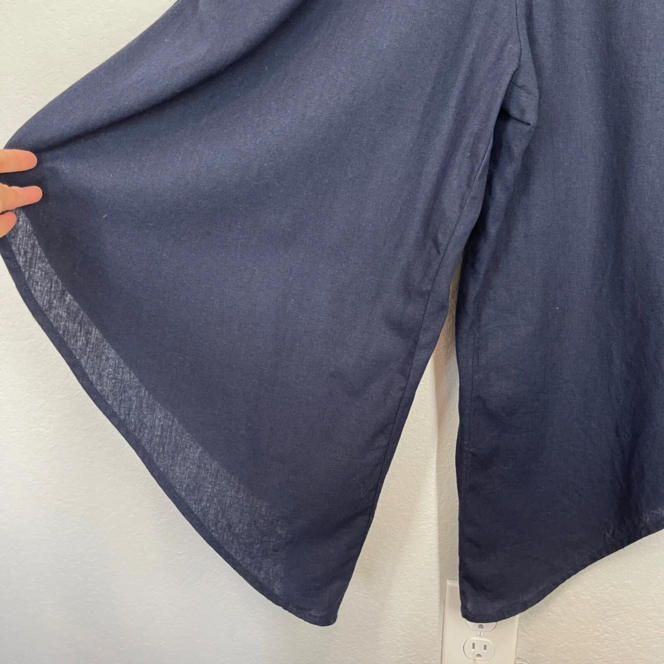 Женский комбинезон Vince Camuto из льняной смеси с карманами укороченный темно-синий без рукавов - Изображение 4 из 4