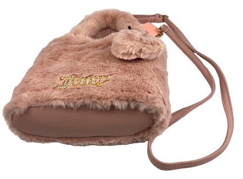 New! Juicy Couture Dusty Blush Pink Fluffy Mini Tote Purse Bag w/ Sparkle Logo - Picture 6 of 6