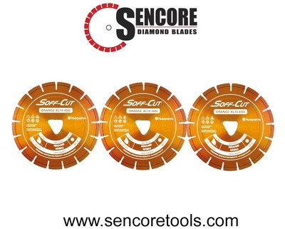 Husqvarna Excel 4000 10'' Orange Soff Cut Ultra Early Entry Diamond Blade (3pk)